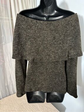 Love in Off-Shoulder Knit Sweater Skirt in Dark Gray
